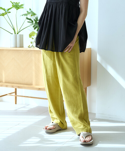 FREAK'S STORE（フリークスストア）の「＜低身長サイズあり＞リネンレーヨン イージーパンツ/コットンイージーパンツ（その他パンツ・レディース・オフホワイト/その他2/その他1/ネイビー/サックスブルー/ブルーグリーン/ブラック/レッド/ブラウン/ブルー・X-SMALL/ﾌﾘ-）」の7枚目の写真