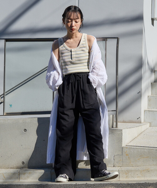 FREAK'S STORE(フリークスストア)の「<低身長サイズあり>リネンレーヨン イージーパンツ/コットンイージーパンツ(その他パンツ・レディース・オフホワイト/その他2/その他1/ネイビー/サックスブルー/ブルーグリーン/ブラック/レッド/ブラウン/ブルー・X-SMALL/フリ-)」の11枚目の写真