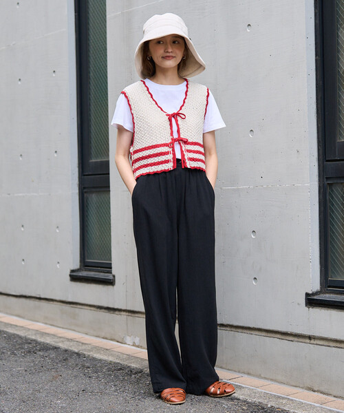 FREAK'S STORE(フリークスストア)の「<低身長サイズあり>リネンレーヨン イージーパンツ/コットンイージーパンツ(その他パンツ・レディース・オフホワイト/その他2/その他1/ネイビー/サックスブルー/ブルーグリーン/ブラック/レッド/ブラウン/ブルー・X-SMALL/フリ-)」の13枚目の写真