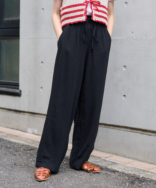 FREAK'S STORE(フリークスストア)の「<低身長サイズあり>リネンレーヨン イージーパンツ/コットンイージーパンツ(その他パンツ・レディース・オフホワイト/その他2/その他1/ネイビー/サックスブルー/ブルーグリーン/ブラック/レッド/ブラウン/ブルー・X-SMALL/フリ-)」の14枚目の写真