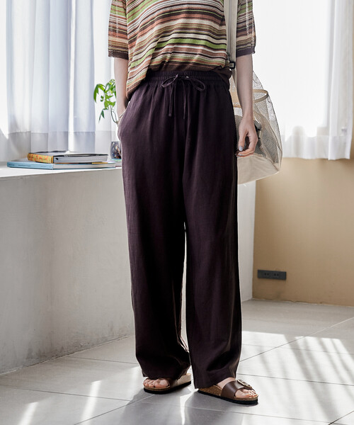 FREAK'S STORE(フリークスストア)の「<低身長サイズあり>リネンレーヨン イージーパンツ/コットンイージーパンツ(その他パンツ・レディース・オフホワイト/その他2/その他1/ネイビー/サックスブルー/ブルーグリーン/ブラック/レッド/ブラウン/ブルー・X-SMALL/フリ-)」の22枚目の写真