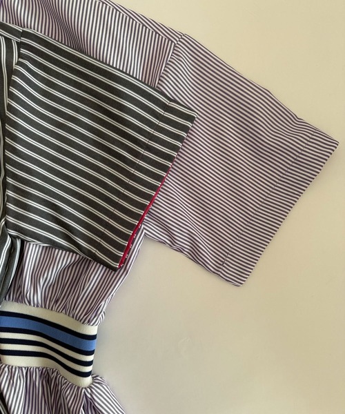 Q（キュー）の「リブドッキングワンピース（ワンピース・レディース・パープル系/ブラック×ホワイト・MEDIUM）」の5枚目の写真