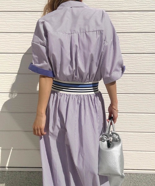 Q（キュー）の「リブドッキングワンピース（ワンピース・レディース・パープル系/ブラック×ホワイト・MEDIUM）」の13枚目の写真