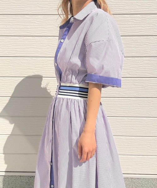 Q（キュー）の「リブドッキングワンピース（ワンピース・レディース・パープル系/ブラック×ホワイト・MEDIUM）」の12枚目の写真