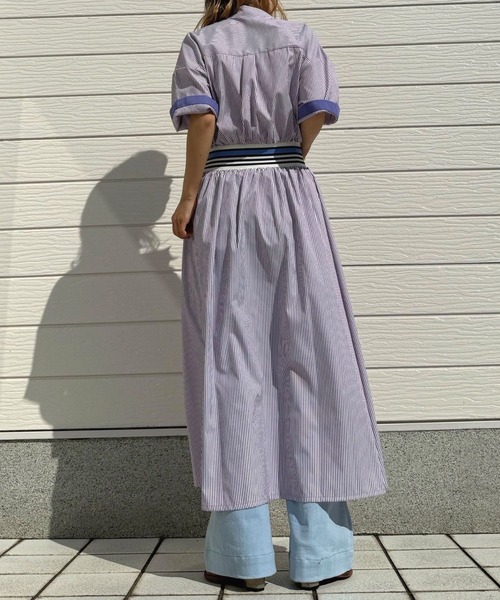 Q（キュー）の「リブドッキングワンピース（ワンピース・レディース・パープル系/ブラック×ホワイト・MEDIUM）」の17枚目の写真