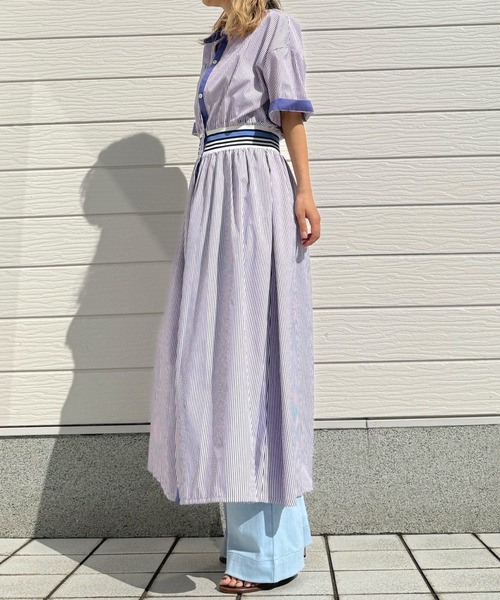 Q（キュー）の「リブドッキングワンピース（ワンピース・レディース・パープル系/ブラック×ホワイト・MEDIUM）」の15枚目の写真