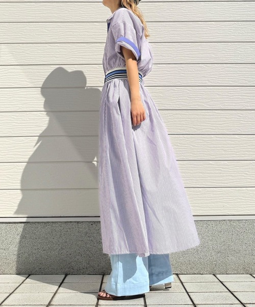 Q（キュー）の「リブドッキングワンピース（ワンピース・レディース・パープル系/ブラック×ホワイト・MEDIUM）」の16枚目の写真