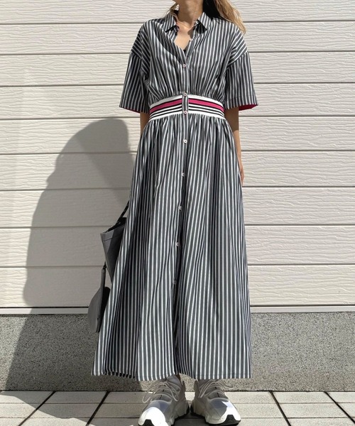 Q（キュー）の「リブドッキングワンピース（ワンピース・レディース・パープル系/ブラック×ホワイト・MEDIUM）」の18枚目の写真