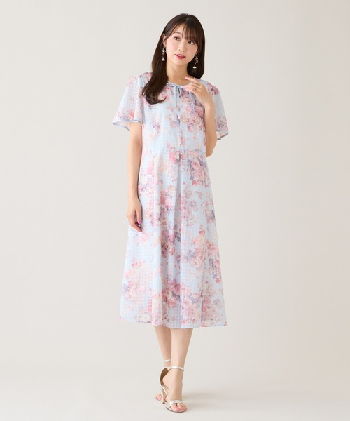Rose Tiara(ローズティアラ)の「シアーチェックレースアップワンピース(ワンピース・レディース・ブルー/グリーン・38/42/46)」の20枚目の写真