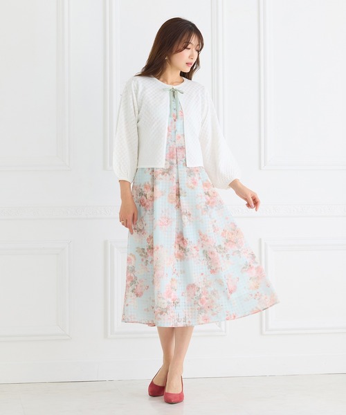 Rose Tiara(ローズティアラ)の「シアーチェックレースアップワンピース(ワンピース・レディース・ブルー/グリーン・38/42/46)」の3枚目の写真