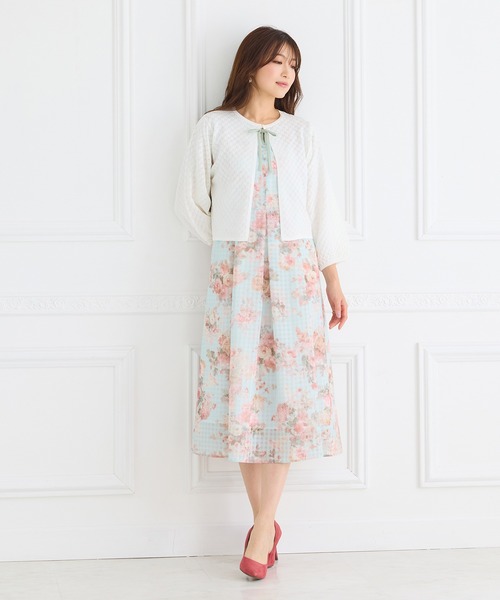 Rose Tiara(ローズティアラ)の「シアーチェックレースアップワンピース(ワンピース・レディース・ブルー/グリーン・38/42/46)」の5枚目の写真