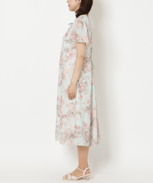 Rose Tiara(ローズティアラ)の「シアーチェックレースアップワンピース(ワンピース・レディース・ブルー/グリーン・38/42/46)」の8枚目の写真