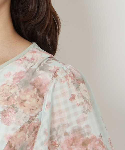 Rose Tiara(ローズティアラ)の「シアーチェックレースアップワンピース(ワンピース・レディース・ブルー/グリーン・38/42/46)」の12枚目の写真