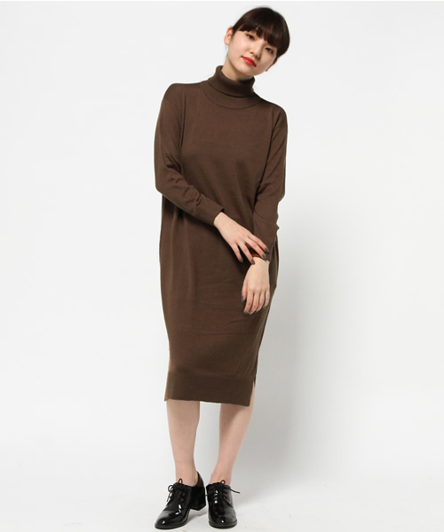 SLY（スライ）の「タートルスリット HG MIDI OP-S（ワンピース・レディース・ブラウン/カーキ/ネイビー/トップグレー・FREE）」の3枚目の写真