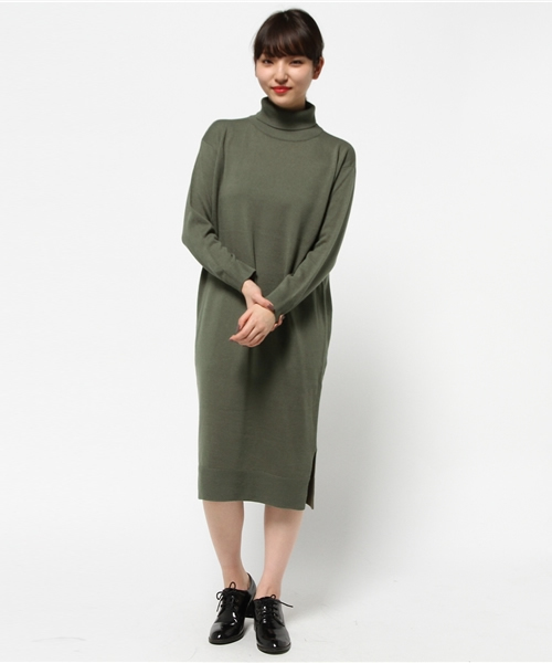 SLY（スライ）の「タートルスリット HG MIDI OP-S（ワンピース・レディース・ブラウン/カーキ/ネイビー/トップグレー・FREE）」の4枚目の写真