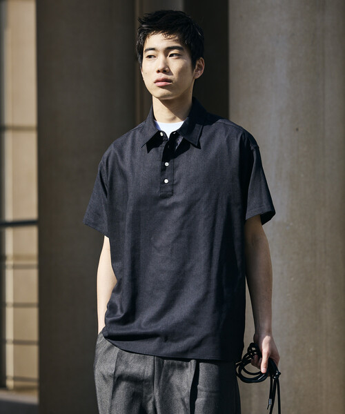 FREAK'S STORE（フリークスストア）の「限定展開 Relax Fit リラックスフィット リネンミックス ポロカラー シャツ（ポロシャツ・メンズ・ベージュ/チャコールグレー/ブラック・SMALL/MEDIUM/LARGE）」の2枚目の写真