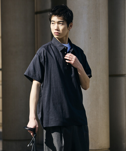 FREAK'S STORE（フリークスストア）の「限定展開 Relax Fit リラックスフィット リネンミックス ポロカラー シャツ（ポロシャツ・メンズ・ベージュ/チャコールグレー/ブラック・SMALL/MEDIUM/LARGE）」の20枚目の写真