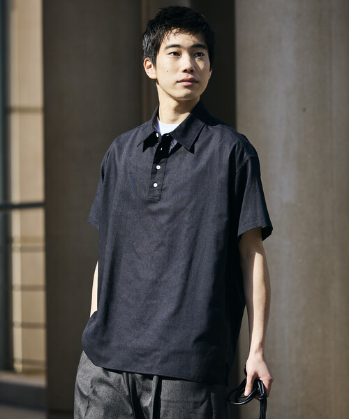 FREAK'S STORE（フリークスストア）の「限定展開 Relax Fit リラックスフィット リネンミックス ポロカラー シャツ（ポロシャツ・メンズ・ベージュ/チャコールグレー/ブラック・SMALL/MEDIUM/LARGE）」の22枚目の写真