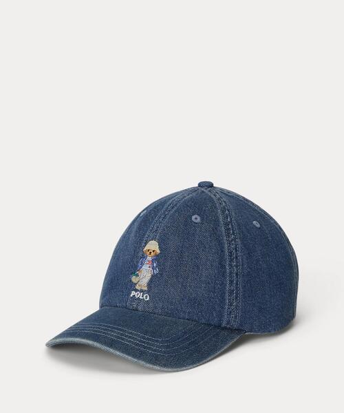 POLO RALPH LAUREN CHILDRENSWEAR(ポロ ラルフ ローレン チルドレンズウェア)の「Polo ベア インディゴ デニム ボール キャップ(キャップ・キッズ・ブルー・ONE)」の1枚目の写真
