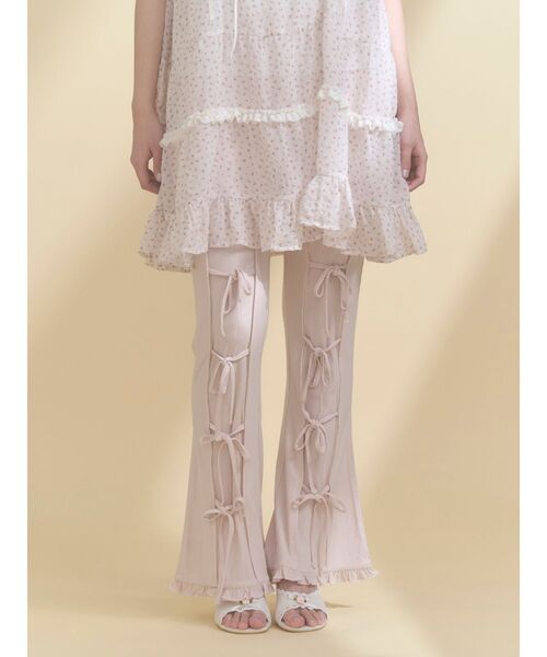 merry jenny（メリージェニー）の「リボンフレアリブパンツ（その他パンツ・レディース・ピンク/グレー/ブラック・FREE）」の3枚目の写真