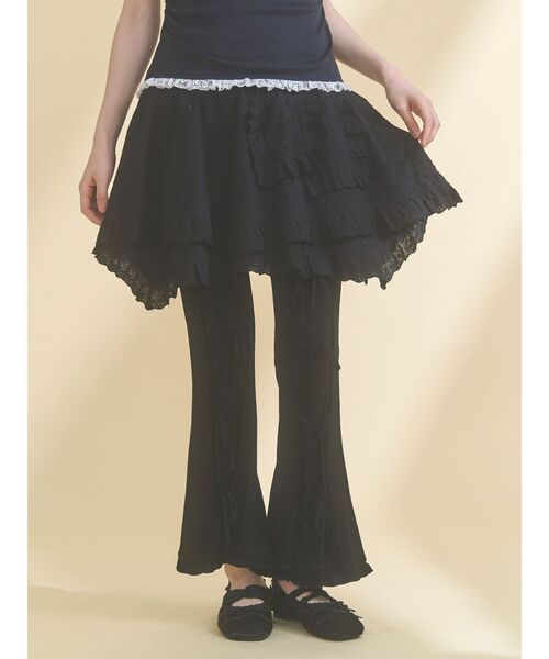 merry jenny（メリージェニー）の「リボンフレアリブパンツ（その他パンツ・レディース・ピンク/グレー/ブラック・FREE）」の2枚目の写真