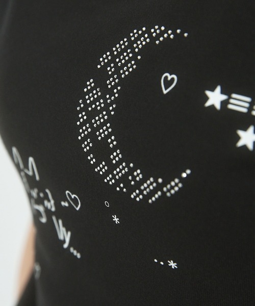 rumnel:(ルムネル)の「ラインストーンアート半袖チビTシャツ / rhinestone art cropped T-shirt(Tシャツ/カットソー・レディース・ブラック/ホワイト・FREE)」の4枚目の写真