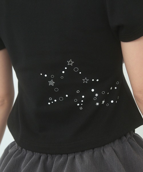 rumnel:(ルムネル)の「ラインストーンアート半袖チビTシャツ / rhinestone art cropped T-shirt(Tシャツ/カットソー・レディース・ブラック/ホワイト・FREE)」の5枚目の写真