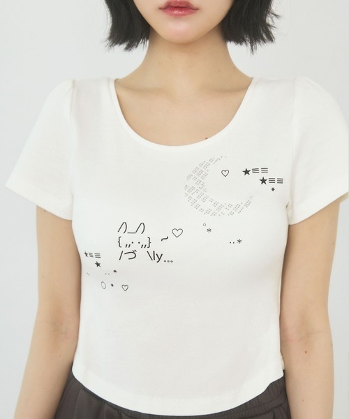 rumnel:(ルムネル)の「ラインストーンアート半袖チビTシャツ / rhinestone art cropped T-shirt(Tシャツ/カットソー・レディース・ブラック/ホワイト・FREE)」の19枚目の写真