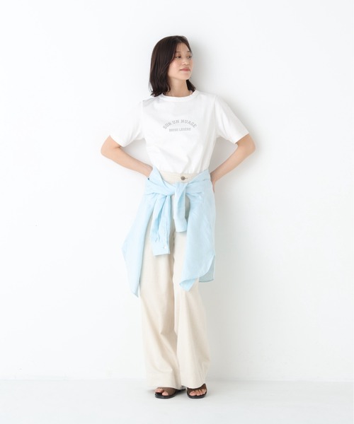 human woman（ヒューマンウーマン）の「◆綿麻ライトオンスデニムワイドパンツ（デニムパンツ・レディース・ホワイト系その他/ネイビー/ブルー・LARGE/SMALL/MEDIUM）」の2枚目の写真