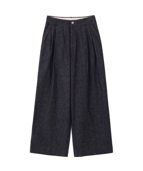 human woman（ヒューマンウーマン）の「◆綿麻ライトオンスデニムワイドパンツ（デニムパンツ・レディース・ホワイト系その他/ネイビー/ブルー・LARGE/SMALL/MEDIUM）」の4枚目の写真