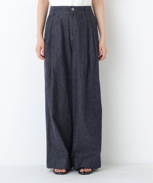 human woman（ヒューマンウーマン）の「◆綿麻ライトオンスデニムワイドパンツ（デニムパンツ・レディース・ホワイト系その他/ネイビー/ブルー・LARGE/SMALL/MEDIUM）」の22枚目の写真