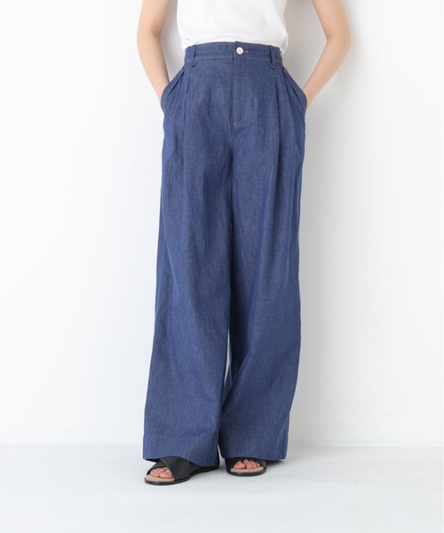human woman（ヒューマンウーマン）の「◆綿麻ライトオンスデニムワイドパンツ（デニムパンツ・レディース・ホワイト系その他/ネイビー/ブルー・LARGE/SMALL/MEDIUM）」の15枚目の写真