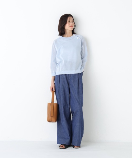 human woman（ヒューマンウーマン）の「◆綿麻ライトオンスデニムワイドパンツ（デニムパンツ・レディース・ホワイト系その他/ネイビー/ブルー・LARGE/SMALL/MEDIUM）」の16枚目の写真