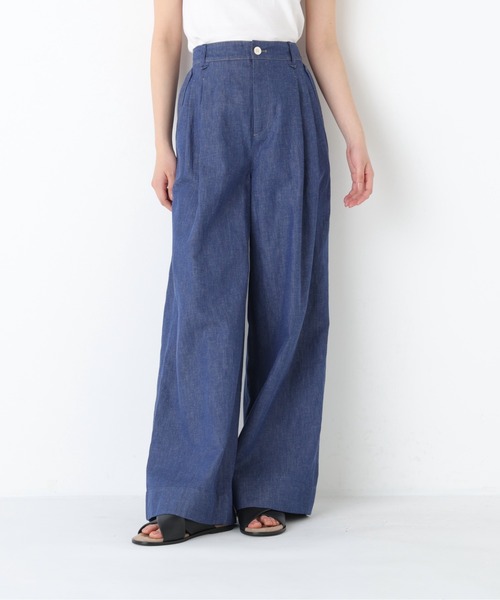 human woman（ヒューマンウーマン）の「◆綿麻ライトオンスデニムワイドパンツ（デニムパンツ・レディース・ホワイト系その他/ネイビー/ブルー・LARGE/SMALL/MEDIUM）」の17枚目の写真