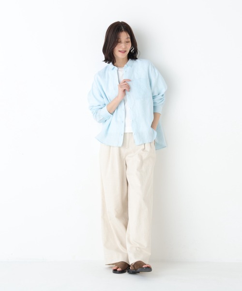 human woman（ヒューマンウーマン）の「◆綿麻ライトオンスデニムワイドパンツ（デニムパンツ・レディース・ホワイト系その他/ネイビー/ブルー・LARGE/SMALL/MEDIUM）」の9枚目の写真