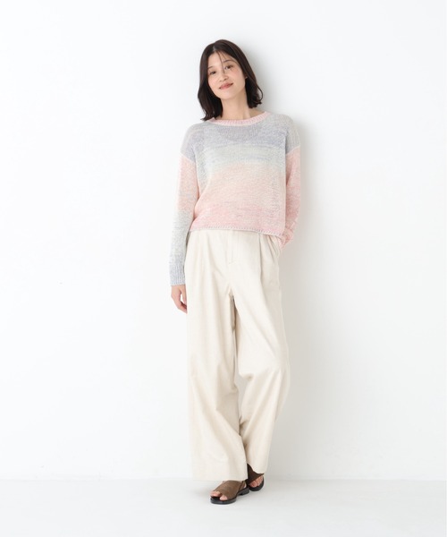 human woman（ヒューマンウーマン）の「◆綿麻ライトオンスデニムワイドパンツ（デニムパンツ・レディース・ホワイト系その他/ネイビー/ブルー・LARGE/SMALL/MEDIUM）」の10枚目の写真