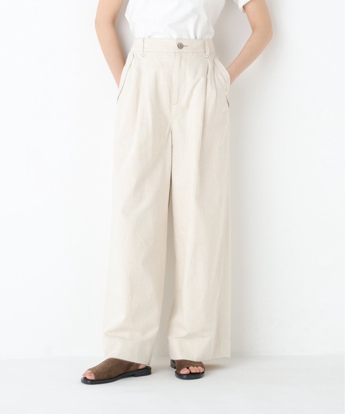 human woman（ヒューマンウーマン）の「◆綿麻ライトオンスデニムワイドパンツ（デニムパンツ・レディース・ホワイト系その他/ネイビー/ブルー・LARGE/SMALL/MEDIUM）」の12枚目の写真