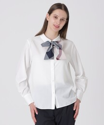 BLUE LABEL CRESTBRIDGE | コットンライクナチュラルローンリボンブラウス(シャツ/ブラウス)