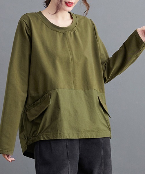 ONEP STAR(ワンピスター)の「バックボタンデザイントップス(Tシャツ/カットソー・レディース・ブラック/カーキ・LARGE/MEDIUM)」の4枚目の写真