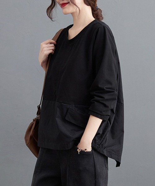 ONEP STAR(ワンピスター)の「バックボタンデザイントップス(Tシャツ/カットソー・レディース・ブラック/カーキ・LARGE/MEDIUM)」の8枚目の写真