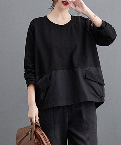 ONEP STAR(ワンピスター)の「バックボタンデザイントップス(Tシャツ/カットソー・レディース・ブラック/カーキ・LARGE/MEDIUM)」の9枚目の写真