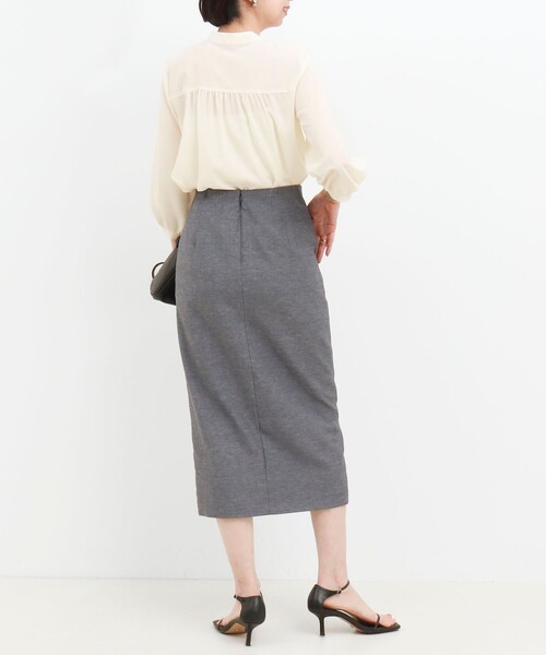 MICO COULIER（ミコクリエ）の「ジョーゼットフリルボウタイブラウス（シャツ/ブラウス・レディース・サックスブルー/ネイビー/キナリ・38）」の9枚目の写真