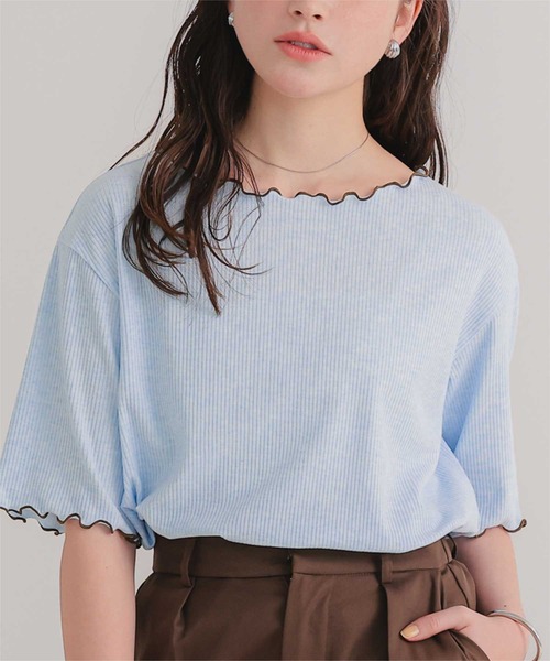 titivate(ティティベイト)の「機能性リブカットソーメロートップス(Tシャツ/カットソー・レディース・ネイビー/ライトブルー/アイボリー/ブラック/オフホワイト・M/S)」の17枚目の写真