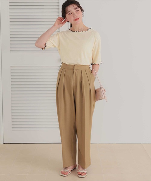 titivate(ティティベイト)の「機能性リブカットソーメロートップス(Tシャツ/カットソー・レディース・ネイビー/ライトブルー/アイボリー/ブラック/オフホワイト・M/S)」の10枚目の写真
