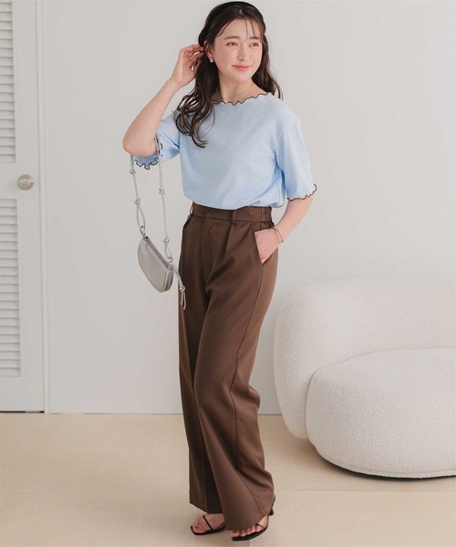 titivate(ティティベイト)の「機能性リブカットソーメロートップス(Tシャツ/カットソー・レディース・ネイビー/ライトブルー/アイボリー/ブラック/オフホワイト・M/S)」の18枚目の写真