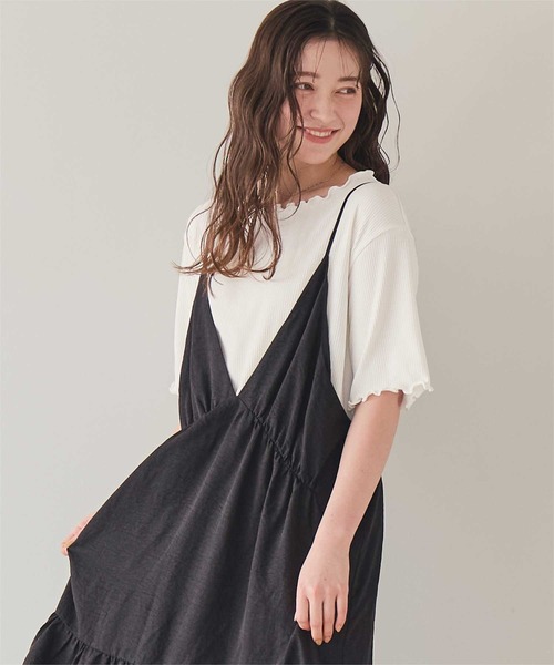 titivate(ティティベイト)の「機能性リブカットソーメロートップス(Tシャツ/カットソー・レディース・ネイビー/ライトブルー/アイボリー/ブラック/オフホワイト・M/S)」の8枚目の写真
