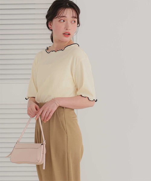 titivate(ティティベイト)の「機能性リブカットソーメロートップス(Tシャツ/カットソー・レディース・ネイビー/ライトブルー/アイボリー/ブラック/オフホワイト・M/S)」の11枚目の写真