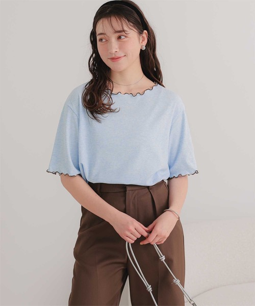 titivate(ティティベイト)の「機能性リブカットソーメロートップス(Tシャツ/カットソー・レディース・ネイビー/ライトブルー/アイボリー/ブラック/オフホワイト・M/S)」の20枚目の写真