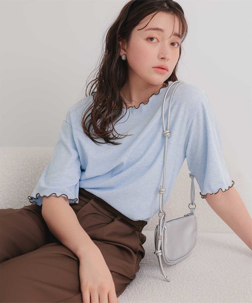 titivate(ティティベイト)の「機能性リブカットソーメロートップス(Tシャツ/カットソー・レディース・ネイビー/ライトブルー/アイボリー/ブラック/オフホワイト・M/S)」の21枚目の写真