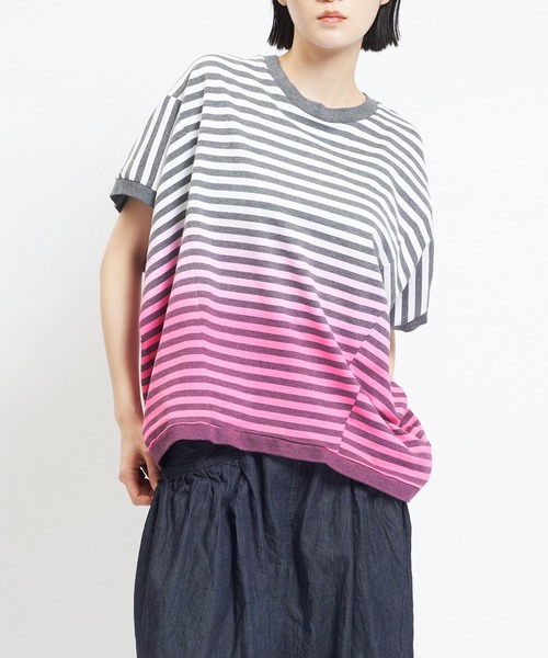 gomme(ゴム)の「グラデーションバルーンT(Tシャツ/カットソー・レディース・ブルー/チャコールグレー/ブラック・MEDIUM)」の3枚目の写真
